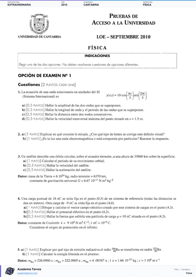 Vista previa de Examen PAU de Física de Cantabria 2010 – Extraordinaria