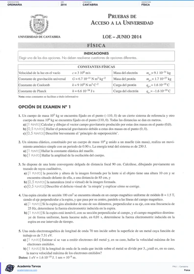 Vista previa de Examen PAU de Física de Cantabria 2014 – Ordinaria