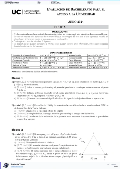 Vista previa de Examen PAU de Física de Cantabria 2024 – Extraordinaria