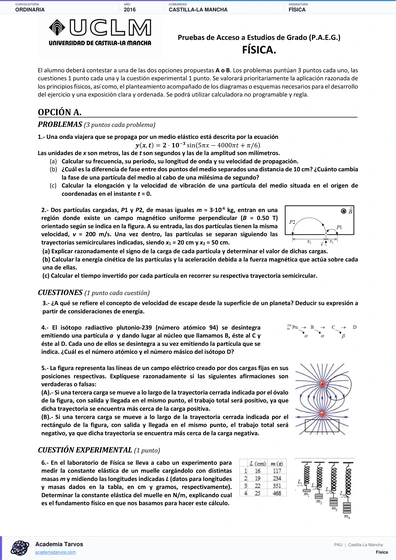Vista previa de Examen PAU de Física de Castilla-La Mancha 2016 – Ordinaria