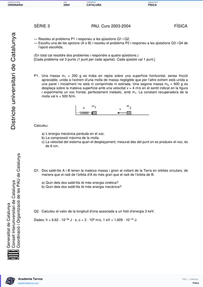 Vista previa de Examen PAU de Física de Cataluña 2004 – Ordinaria