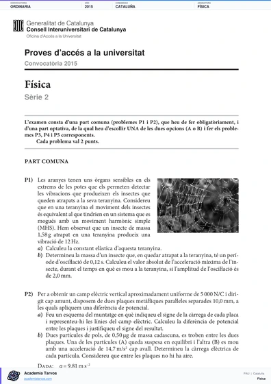 Vista previa de Examen PAU de Física de Cataluña 2015 – Ordinaria