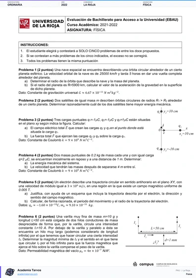 Vista previa de Examen PAU de Física de La Rioja 2022 – Ordinaria