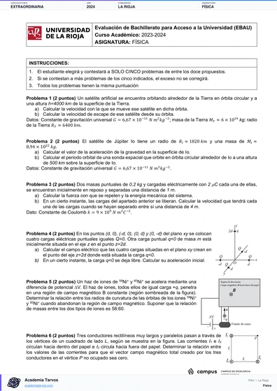 Vista previa de Examen PAU de Física de La Rioja 2024 – Extraordinaria