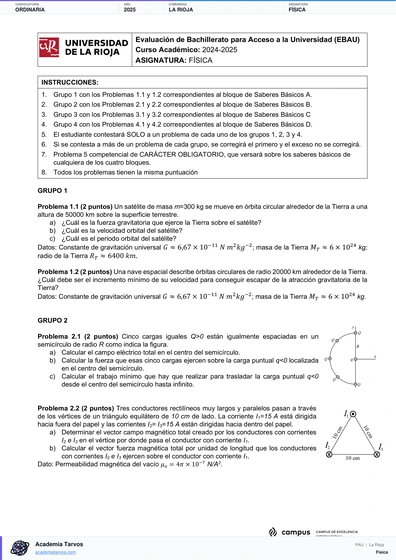 Vista previa de Examen PAU de Física de La Rioja 2025 – Ordinaria