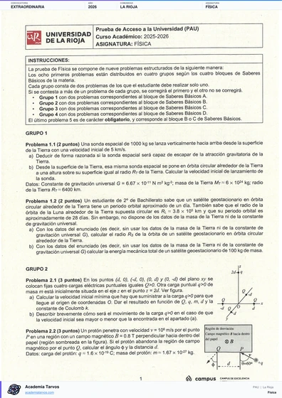 Vista previa de Examen PAU de Física de La Rioja 2026 – Extraordinaria