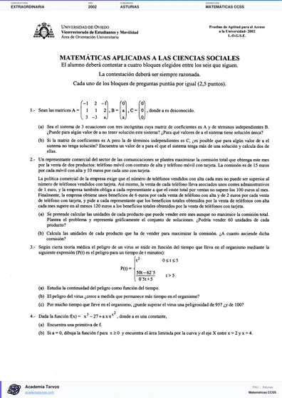 Vista previa de Examen PAU de Matemáticas CCSS de Asturias 2002 – Extraordinaria