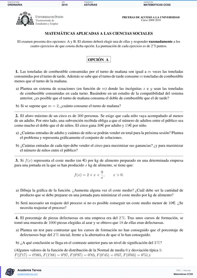 Vista previa de Examen PAU de Matemáticas CCSS de Asturias 2010 – Ordinaria