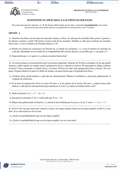 Vista previa de Examen PAU de Matemáticas CCSS de Asturias 2011 – Ordinaria