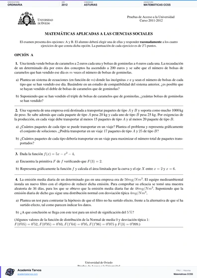 Vista previa de Examen PAU de Matemáticas CCSS de Asturias 2012 – Ordinaria