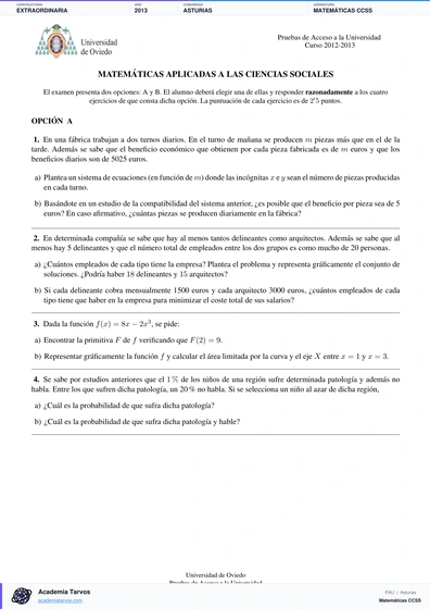 Vista previa de Examen PAU de Matemáticas CCSS de Asturias 2013 – Extraordinaria