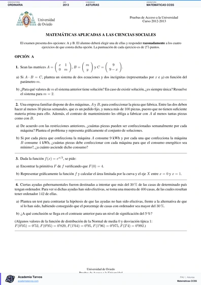 Vista previa de Examen PAU de Matemáticas CCSS de Asturias 2013 – Ordinaria