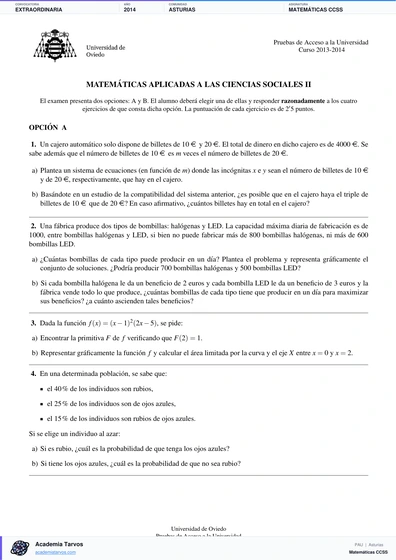 Vista previa de Examen PAU de Matemáticas CCSS de Asturias 2014 – Extraordinaria