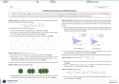 Vista previa de Modelo PAU de Matemáticas CCSS de Asturias 2026