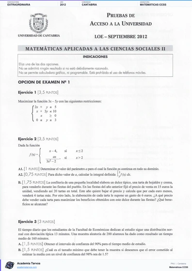 Vista previa de Examen PAU de Matemáticas CCSS de Cantabria 2012 – Extraordinaria