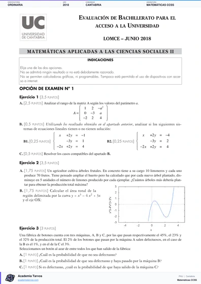 Vista previa de Examen PAU de Matemáticas CCSS de Cantabria 2018 – Ordinaria