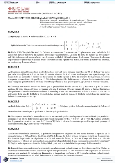 Vista previa de Examen PAU de Matemáticas CCSS de Castilla-La Mancha 2008 – Extraordinaria