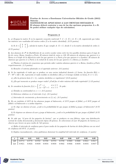 Vista previa de Examen PAU de Matemáticas CCSS de Castilla-La Mancha 2012 – Ordinaria