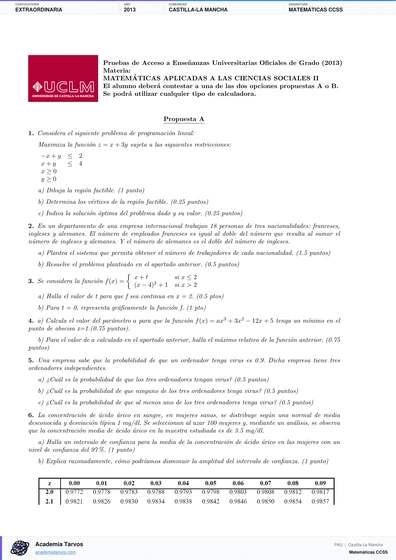 Vista previa de Examen PAU de Matemáticas CCSS de Castilla-La Mancha 2013 – Extraordinaria