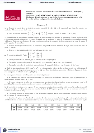 Vista previa de Examen PAU de Matemáticas CCSS de Castilla-La Mancha 2015 – Extraordinaria
