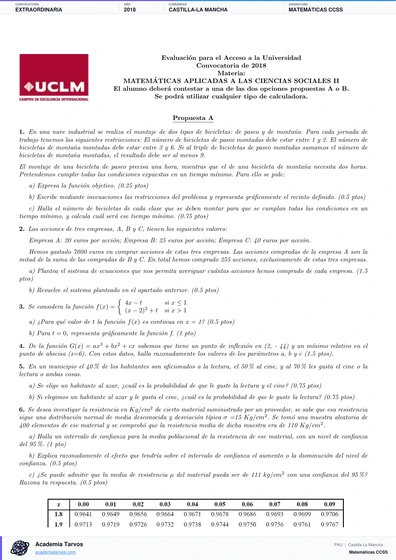 Vista previa de Examen PAU de Matemáticas CCSS de Castilla-La Mancha 2018 – Extraordinaria