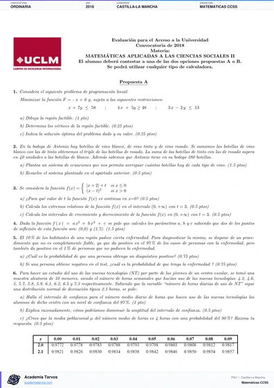 Vista previa de Examen PAU de Matemáticas CCSS de Castilla-La Mancha 2018 – Ordinaria
