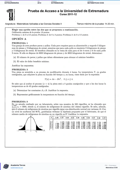 Vista previa de Examen PAU de Matemáticas CCSS de Extremadura 2012 – Extraordinaria