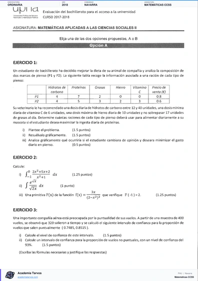 Vista previa de Examen PAU de Matemáticas CCSS de Navarra 2018 – Ordinaria