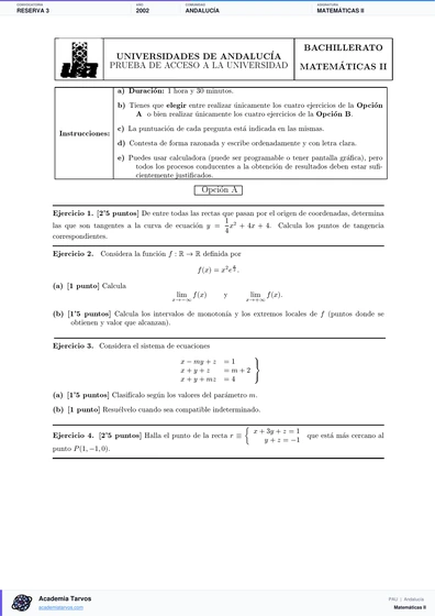 Vista previa de Examen PAU de Matemáticas II de Andalucía 2002 – Reserva 3