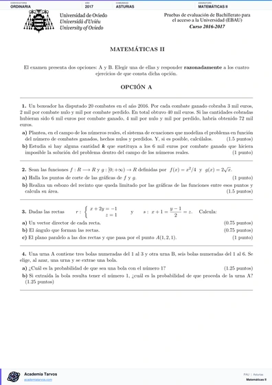 Vista previa de Examen PAU de Matemáticas II de Asturias 2017 – Ordinaria