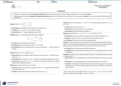 Vista previa de Examen PAU de Matemáticas II de Asturias 2023 – Extraordinaria