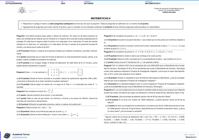 Vista previa de Examen PAU de Matemáticas II de Asturias 2024 – Extraordinaria