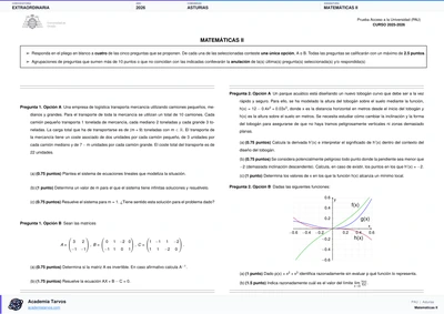 Vista previa de Examen PAU de Matemáticas II de Asturias 2026 – Extraordinaria