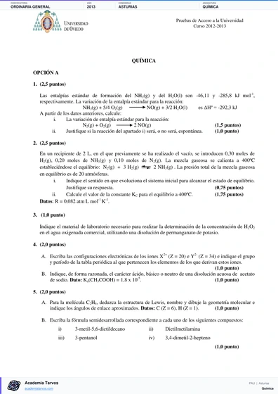Vista previa de Examen PAU de Química de Asturias 2013 – Ordinaria General