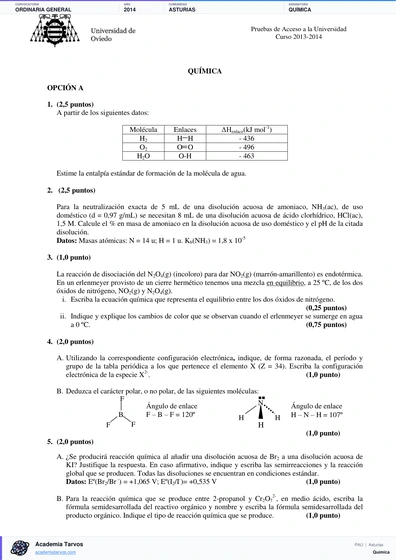 Vista previa de Examen PAU de Química de Asturias 2014 – Ordinaria General