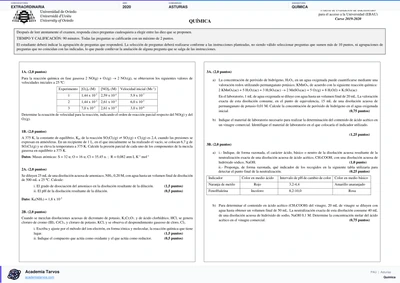 Vista previa de Examen PAU de Química de Asturias 2020 – Extraordinaria