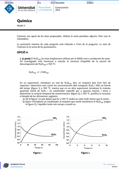 Vista previa de Examen PAU de Química de Illes Balears 2015 – Ordinaria