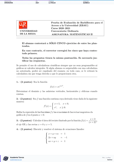 Vista previa de Examen PAU de Química de La Rioja 2021 – Ordinaria